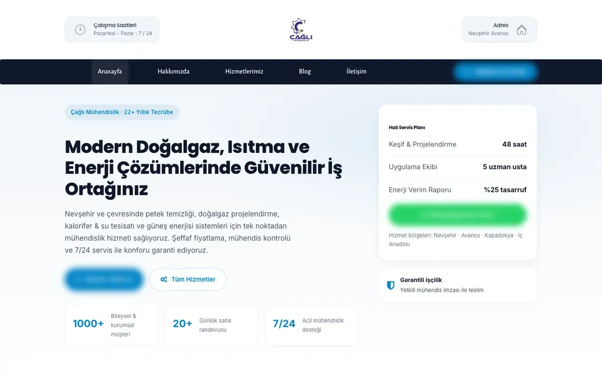 Çağlı Mühendislik — Webin Agency referansı
