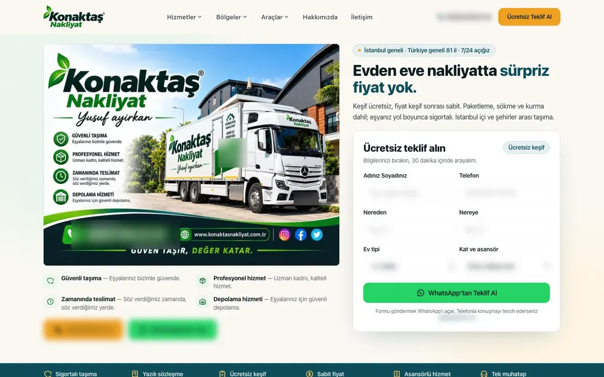 Konaktaş Nakliyat — Webin Agency referansı